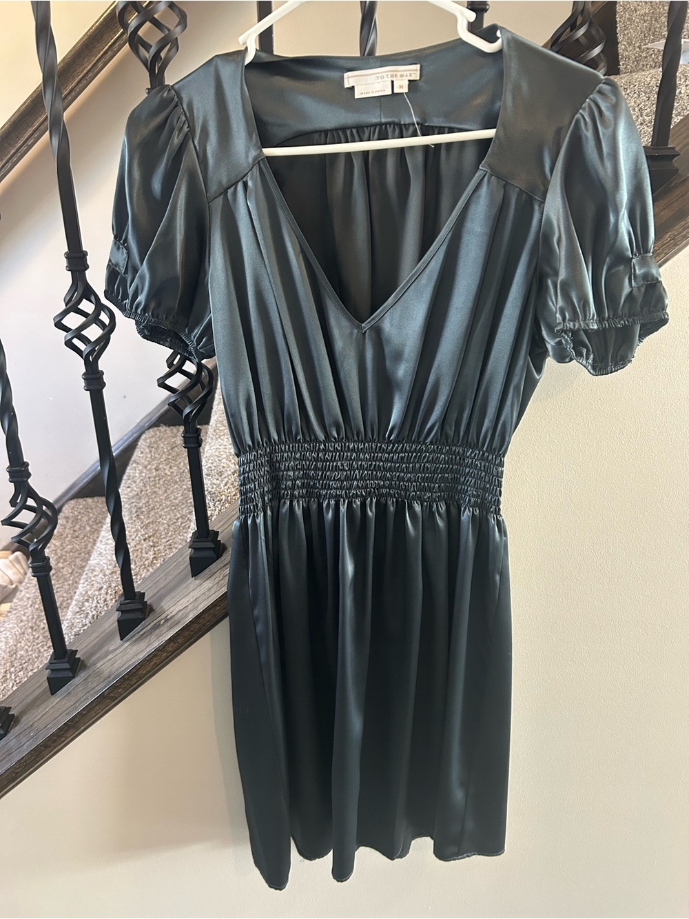 To the Max Satin V-Neck Mini Dress in Teal